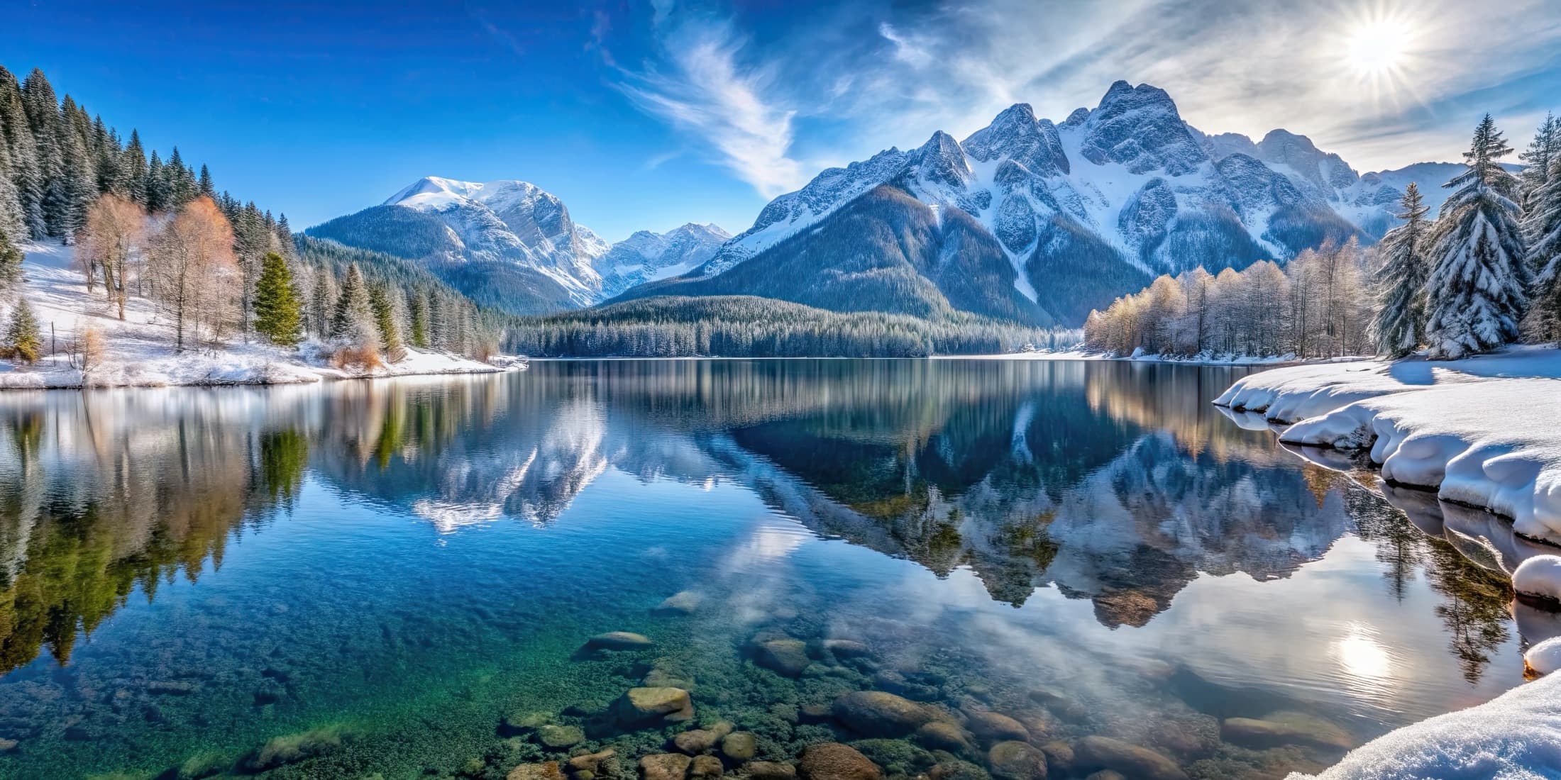 jezero Almsee v zimě